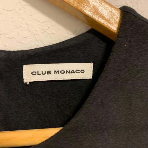 Club Monaco Black Faux Suede Long Sleeve Crop Top - Picture 5 of 12